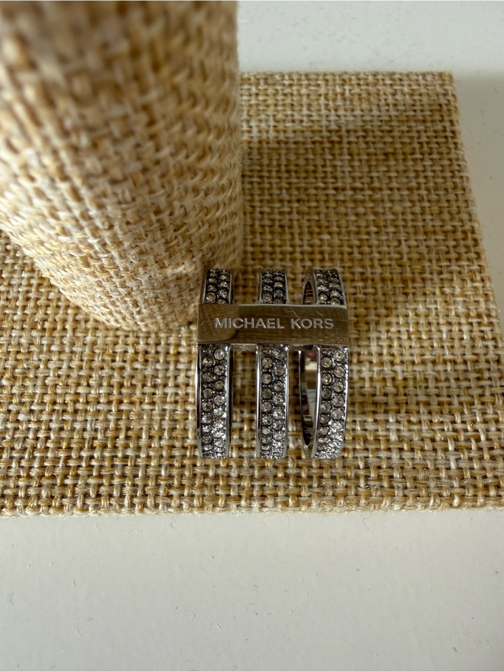 Michael Kors Silver-Tone Crystal Pavé Multi-Row Ring